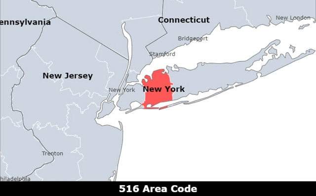 516 Area Code location map