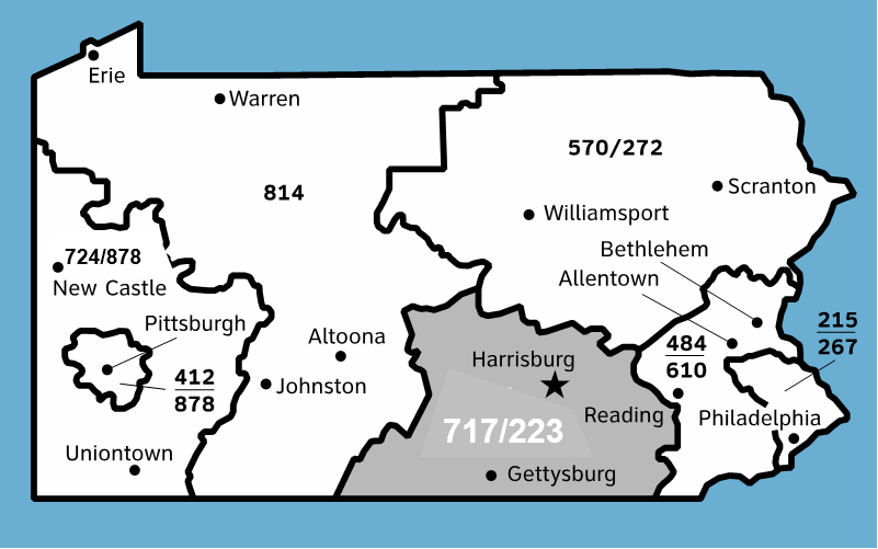 717 Area Code map, location